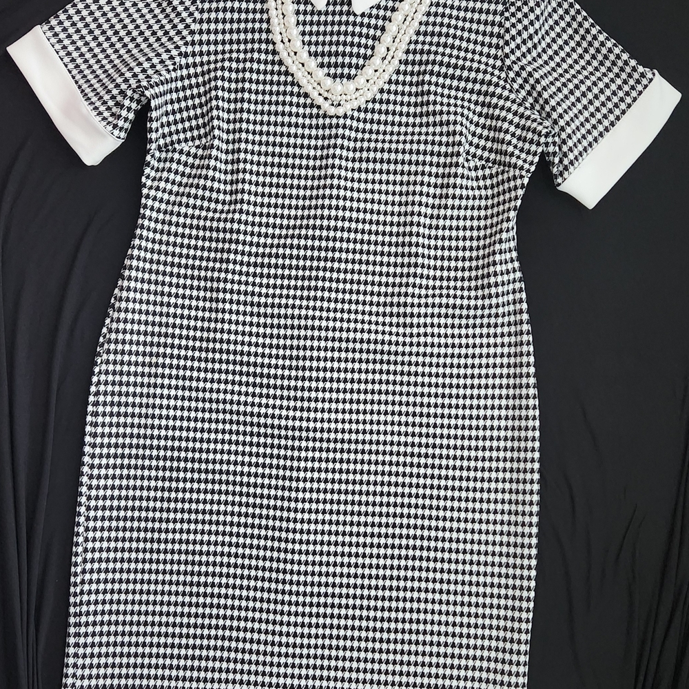 Shelby & Palmer Black and White Checkered Midi Dress